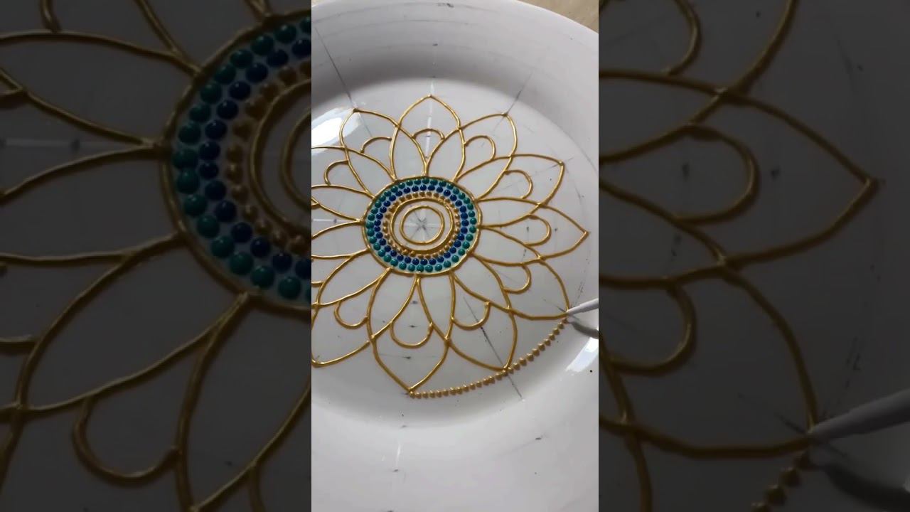 Шикарная роспись тарелки контурами! смотреть онлайн