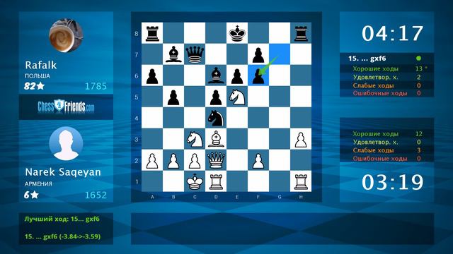 Chess Game Analysis: Narek Saqeyan - Rafalk : 1/2-1/2 (By ChessFriends.com) смотреть онлайн