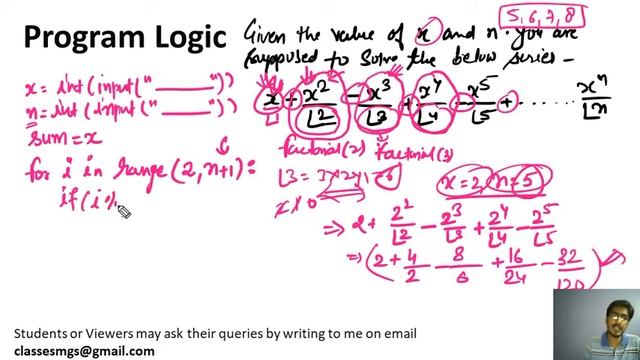 XI - CS Practical #8 : Program to input value of x,n & print sum of series x+x^2/2!-x^3/3!+...x^n/n смотреть онлайн