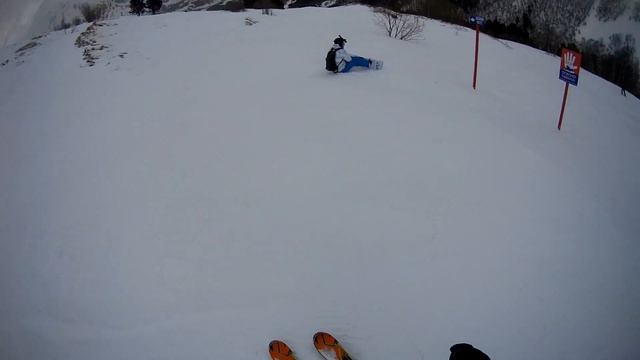 Чегет 28 февраля 2019 г. Спуск с верхней станции до ущелья и поляны Чегет