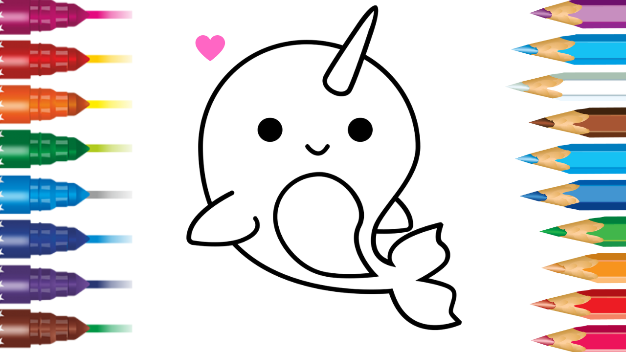 Нарвал - подводный единорог. Рисуем милого нарвала шаг за шагом. смотреть онлайн