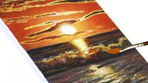 Как нарисовать закат на море, волны и облака. Акриловая живопись. Пейзаж