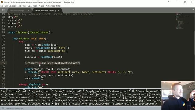 Streaming Tweets and Sentiment - Data Visualization GUIs with Dash and Python p.7 смотреть онлайн