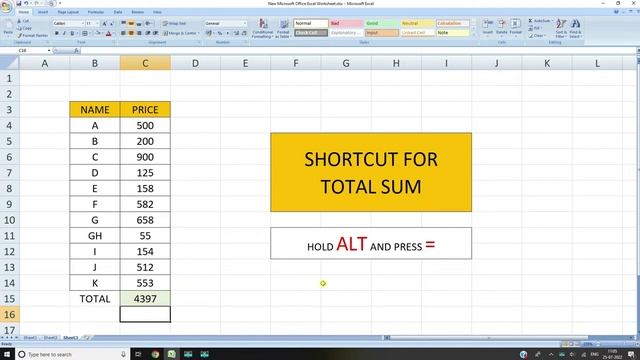 TOTAL SUM SHORTCUT IN EXCEL смотреть онлайн