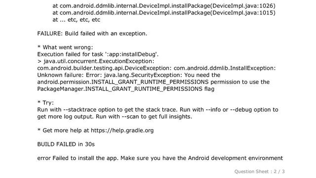 Android : SecurityException during app:installDebug Task while attempting to run react-native app o смотреть онлайн