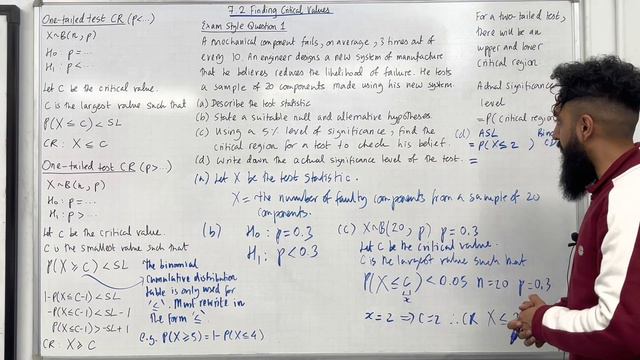 Edexcel AS Level Maths: 7.2 Finding Critical Values (Part 1) - Critical Region One-Tailed Test смотреть онлайн