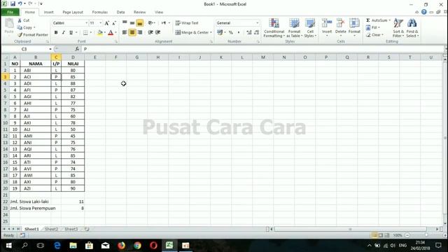 Cara Menghitung Jumlah Laki Laki dan Perempuan pada Sebuah Tabel смотреть онлайн
