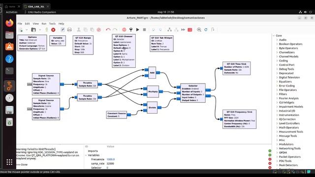 GNU Radio: QT GUI Range, QT GUI Widget, QT GUI Chooser