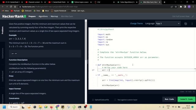 8. HackerRank Problem Solving: Mini-Max Sum смотреть онлайн