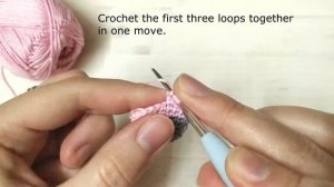 005 Пышный столбик крючком (на примере пышного столбика из 3 столбиков с накидом)