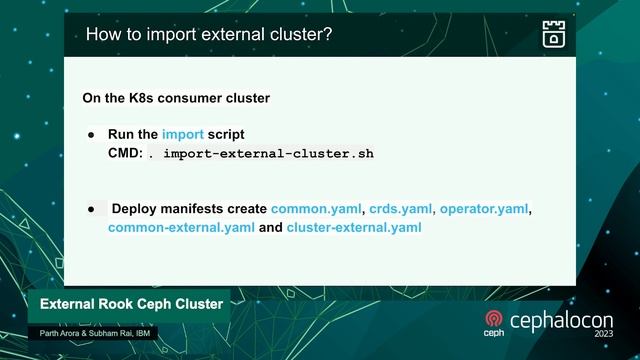External Rook Ceph Cluster - Parth Arora & Subham Rai, IBM смотреть онлайн