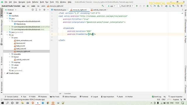4. MOVE TO RIGHT ANDROID STUDIO ANIMATION VIDEO (JAVA) смотреть онлайн