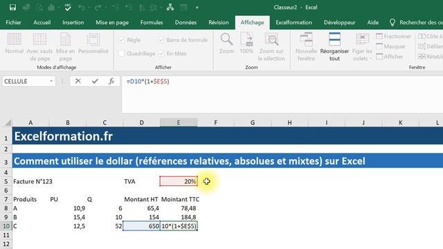 Apprendre Excel pour débutants - Le symbole dollar : référence relative, absolue ou mixte смотреть онлайн