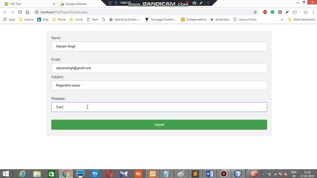Contact form enter and retrieve data with PHP смотреть онлайн