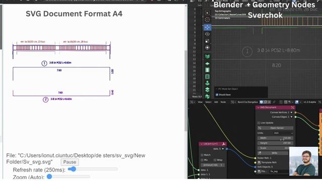 Export To SVG using Sverchok - Reinforcement Drawing made in Blender with GeoNodes смотреть онлайн