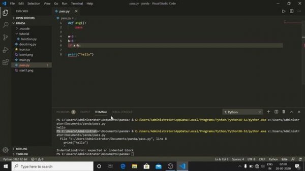 Pass statement in python. | python tutorial in Hindi #22 |
