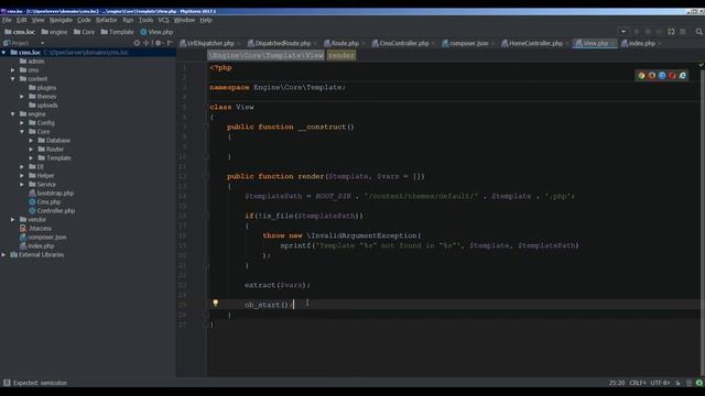 Создание CMS на php - 11 урок (View) смотреть онлайн