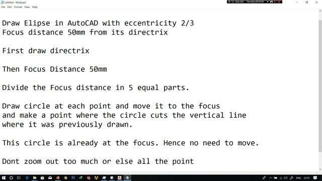 AutoCAD - Draw an Ellipse of eccentricity 2/3 and focus distance 50mm from directrix смотреть онлайн