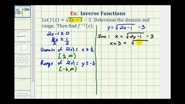 Ex: Find the Inverse of a Square Root Function with Domain and Range смотреть онлайн