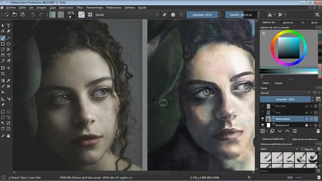 How To Paint Digital Watercolour. Trying The New Krita Watercolor Brushes