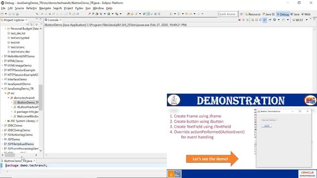 How to create button using JButton in Swing GUI API ? | Swing GUI API | @TechRanch смотреть онлайн
