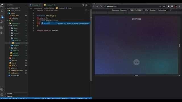React Portfolio Website Tutorial with ParticleJS смотреть онлайн