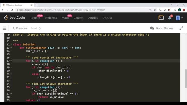 First Unique Character leetcode Python solution(Easy Explaination)- May Day 5 leetcode|amazon смотреть онлайн