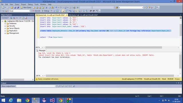 4 SQL Server Tutorial HindiPrimary key,Foreign key,Not null YouTube смотреть онлайн