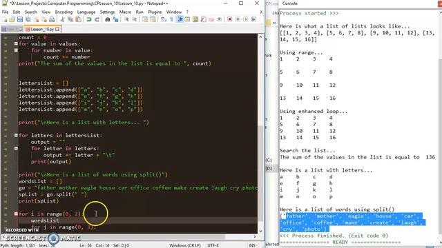 Using Strings with 2D Lists смотреть онлайн