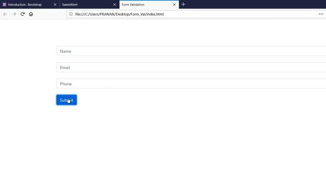 Simple JavaScript Form Validation using Sweet Alert and Bootstrap 4 смотреть онлайн