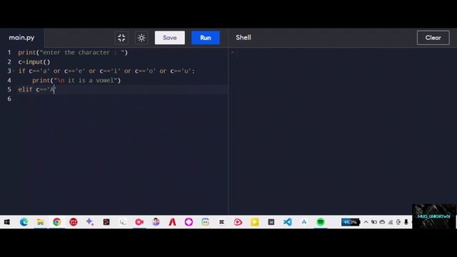 Check Vowel Or Constant using if else In python смотреть онлайн