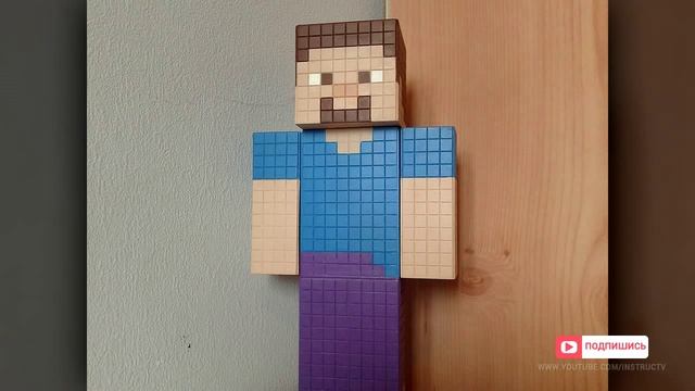 Самодельная игрушка майнкрафт стив - Minecraft Steve Model смотреть онлайн
