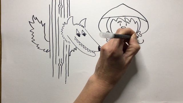 How to draw Little Red Riding Hood and the wolf смотреть онлайн