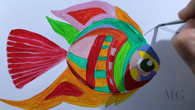 How to Paint a Fish, Easy Colorful & Artistic Fish Painting Tutorial смотреть онлайн