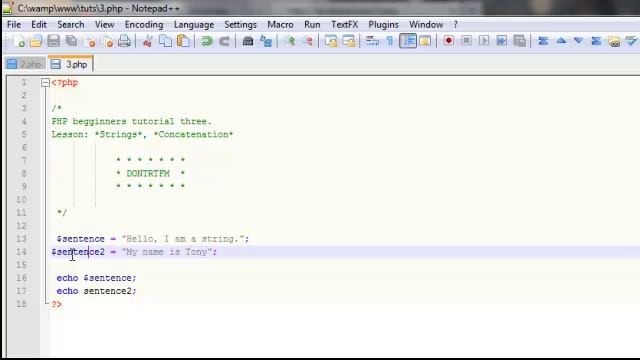 PHP tutorial 3 - Strings and Concatenation смотреть онлайн