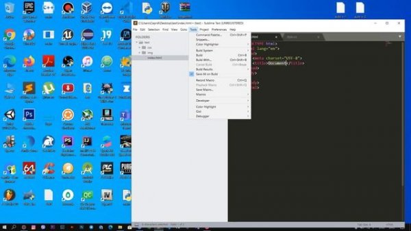 Как создать проект html,css в sublime text 3
