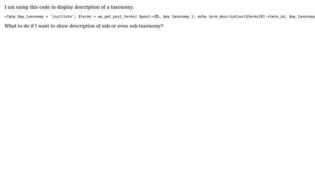 Wordpress: Description of a sub-taxonomy смотреть онлайн