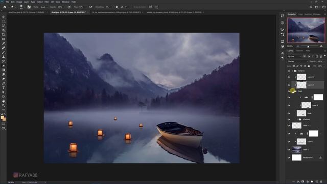 Lake Lanterns Fantasy Photo Effect Photoshop Manipulation Tutorial смотреть онлайн