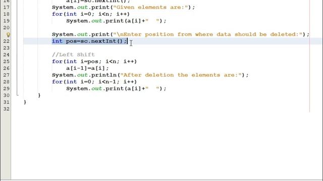 Data Structure using Java: Deletion from any position of 1-D Array смотреть онлайн