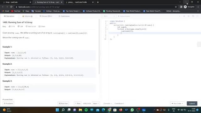 Leetcode Problem Running Sum of 1D Array 3 смотреть онлайн