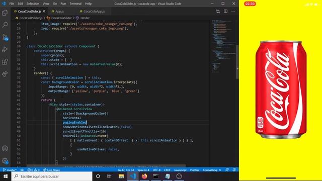 Coca Cola App | ScrollView Slider Animations | Animation Part 1/2 - React Native смотреть онлайн