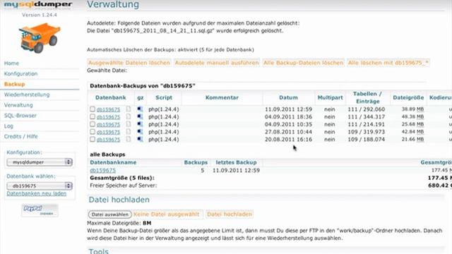 Datenbanksicherung mit MySQLDumper смотреть онлайн