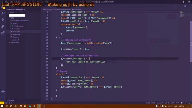 Creating authentication with PHP and built in session смотреть онлайн