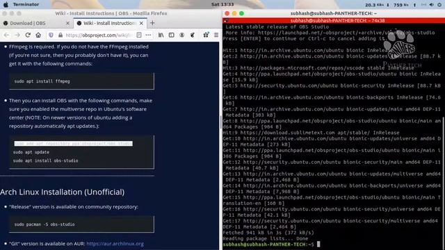 how to install OBS studio in Linux | PANTHER TECH смотреть онлайн