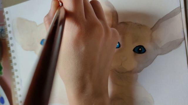 Рисунок Сфинкса акварелью. Котята. смотреть онлайн