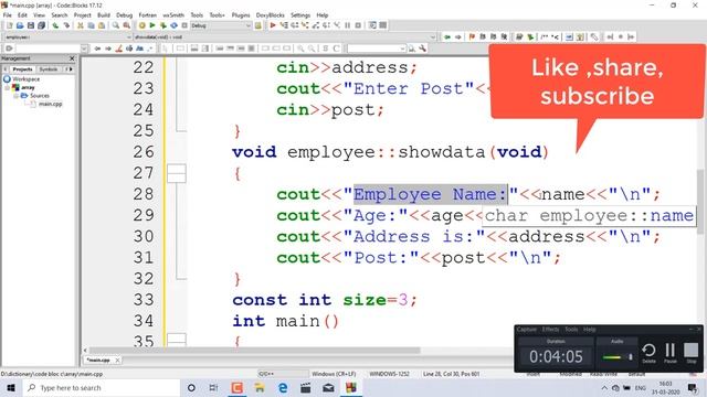 Learn From Home - C++ Programming || Array with For Loop | cout and cin using Functions and Class смотреть онлайн