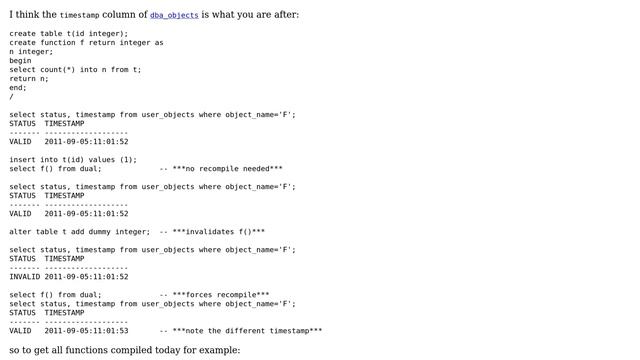 Databases: How to see today compiled object in Oracle? смотреть онлайн