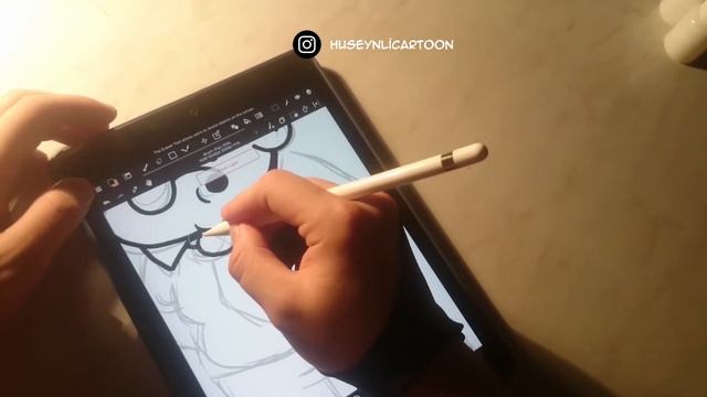 Let's DRAW! Man caricature on Apple iPad pro 9.7 & Apple pencil смотреть онлайн