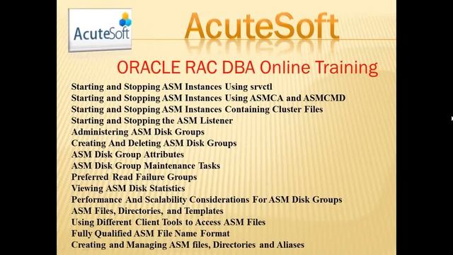 ORACLE RAC DBA Online Training смотреть онлайн