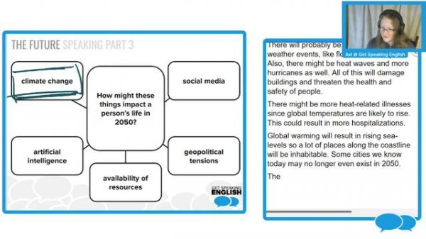 Get Speaking English Live Lesson - The Future - B2 First (FCE) and C1 Advanced (CAE) Part 3 & 4